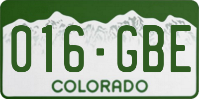 CO license plate 016GBE