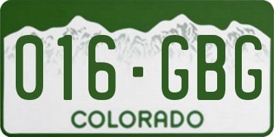 CO license plate 016GBG