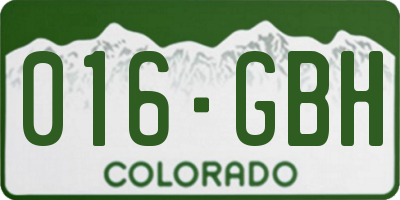CO license plate 016GBH