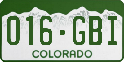 CO license plate 016GBI