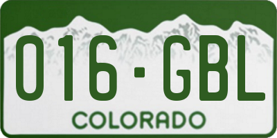 CO license plate 016GBL