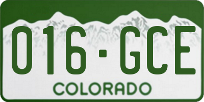 CO license plate 016GCE