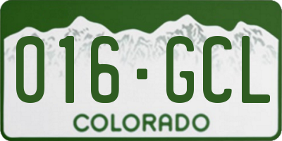 CO license plate 016GCL