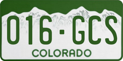 CO license plate 016GCS