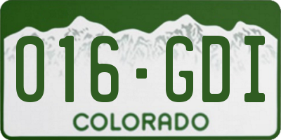 CO license plate 016GDI