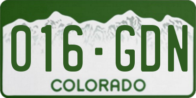 CO license plate 016GDN