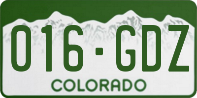 CO license plate 016GDZ