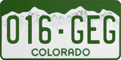CO license plate 016GEG