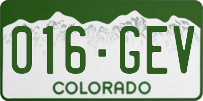 CO license plate 016GEV