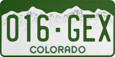 CO license plate 016GEX