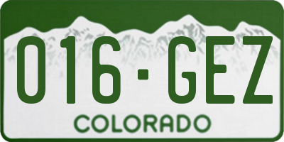 CO license plate 016GEZ