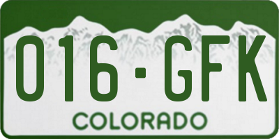 CO license plate 016GFK