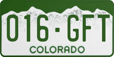 CO license plate 016GFT