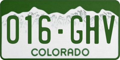 CO license plate 016GHV