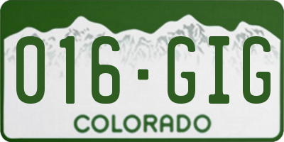 CO license plate 016GIG
