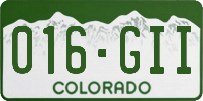 CO license plate 016GII