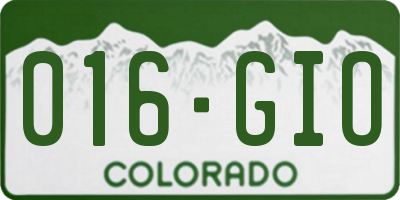 CO license plate 016GIO