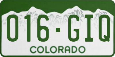 CO license plate 016GIQ