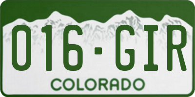 CO license plate 016GIR
