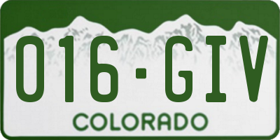 CO license plate 016GIV