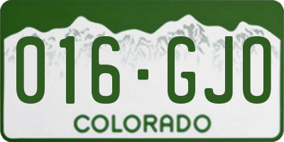 CO license plate 016GJO