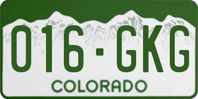 CO license plate 016GKG