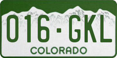 CO license plate 016GKL