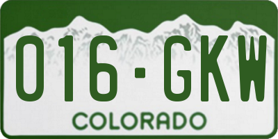 CO license plate 016GKW