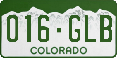 CO license plate 016GLB