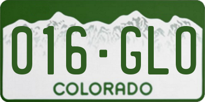 CO license plate 016GLO