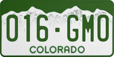 CO license plate 016GMO