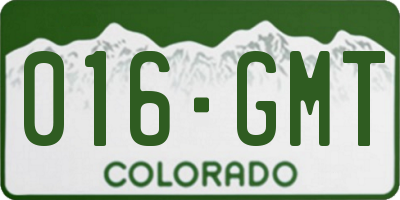 CO license plate 016GMT