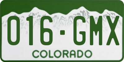 CO license plate 016GMX