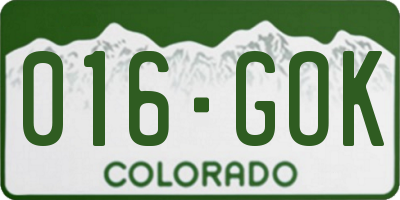 CO license plate 016GOK