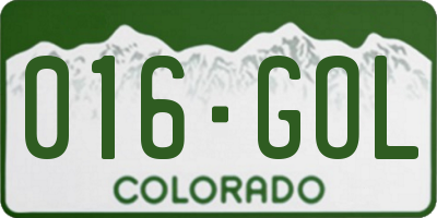 CO license plate 016GOL