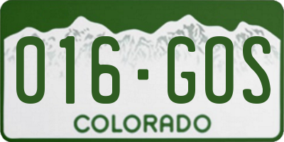CO license plate 016GOS