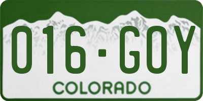 CO license plate 016GOY