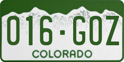 CO license plate 016GOZ