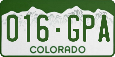 CO license plate 016GPA