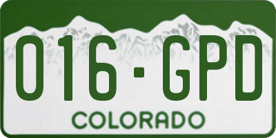 CO license plate 016GPD