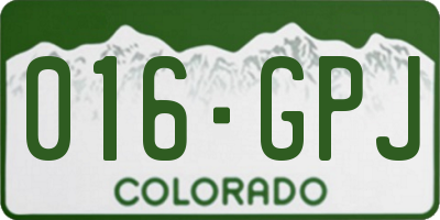 CO license plate 016GPJ