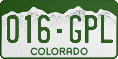 CO license plate 016GPL