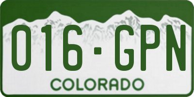 CO license plate 016GPN