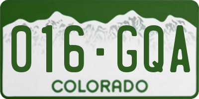 CO license plate 016GQA