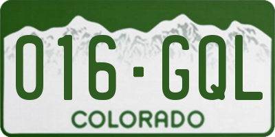 CO license plate 016GQL