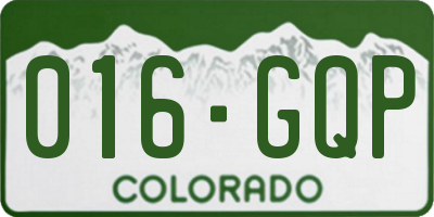 CO license plate 016GQP