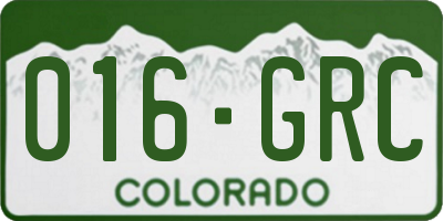 CO license plate 016GRC