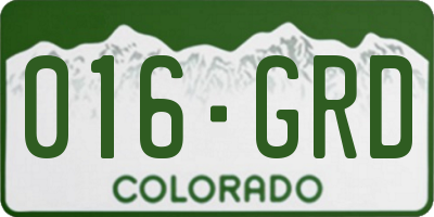 CO license plate 016GRD