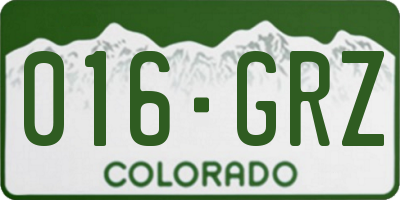 CO license plate 016GRZ
