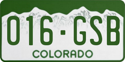 CO license plate 016GSB